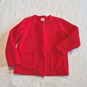 Hanna Andersson girls size 120 or 6-7 red thick button up sweater GUC